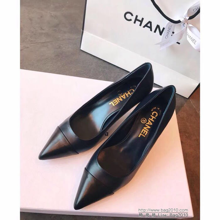 CHANEL香奈兒 2018年 尖頭新款 時尚百搭 女士細高跟鞋 義大利定制級進口羊皮面 義大利真皮大底  dsX1894